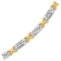 Thumbnail for 14k Two-Tone Gold Fancy X Line Bracelet