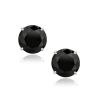Thumbnail for 14k White Gold 8.0mm Round Black CZ Stud Earrings