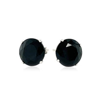 Thumbnail for 14k White Gold 8.0mm Round Black CZ Stud Earrings