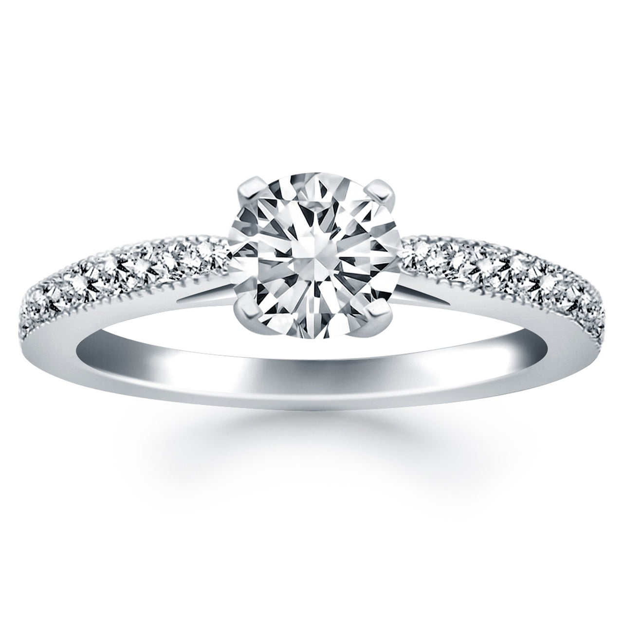 14k White Gold Diamond Pave Cathedral Engagement Ring