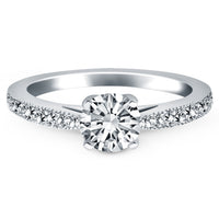 Thumbnail for 14k White Gold Diamond Pave Cathedral Engagement Ring
