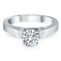 Thumbnail for 14k White Gold Wide Cathedral Solitaire Engagement Ring