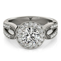 Thumbnail for 14k White Gold Teardrop Split Band Diamond Engagement Ring (1 1/3 cttw)