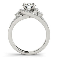 Thumbnail for 14k White Gold Split Shank Halo Bypass Diamond Engagement Ring (1 3/4 cttw)