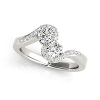 Thumbnail for 14k White Gold Curved Band Style Two Diamond Ring (5/8 cttw)
