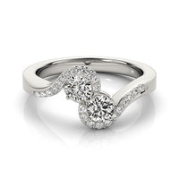 Thumbnail for 14k White Gold Curved Band Style Two Diamond Ring (5/8 cttw)
