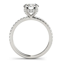 Thumbnail for 14k White Gold Diamond Engagement Ring with Scalloped Row Band (2 1/4 cttw)