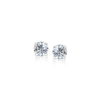 Thumbnail for 14k White Gold 3mm Faceted White Cubic Zirconia Stud Earrings