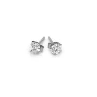 Thumbnail for 14k White Gold 3mm Faceted White Cubic Zirconia Stud Earrings