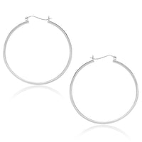Thumbnail for 10k White Gold Polished Hoop Earrings (40mm)