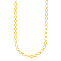 Thumbnail for 14k Two-Tone Gold Multi-Textured Oval Link Fancy Necklace