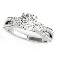 Thumbnail for 14k White Gold Split Shank Round Diamond Engagement Ring (1 5/8 cttw)
