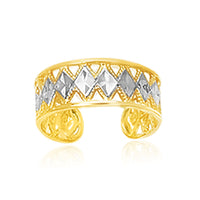 Thumbnail for 14k Two-Tone Gold Cuff Type Cut-Out Toe Ring with Diamond Design