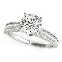 Thumbnail for 14k White Gold Antique Design Diamond Engagement Ring (1 5/8 cttw)