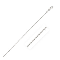 Thumbnail for 10k White Gold Solid Diamond Cut Rope Bracelet 1.5mm