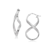 Thumbnail for 14k White Gold Twist Motif Polished Hoop Earrings