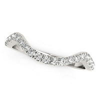 Thumbnail for 14k White Gold Modern Curved Style Pave Diamond Wedding Band (1/5 cttw)