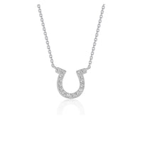 Thumbnail for 14k White Gold Horseshoe Design Diamond Pendant