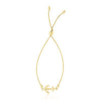 Thumbnail for 14k Yellow Gold Anchor Design Adjustable Lariat Bracelet