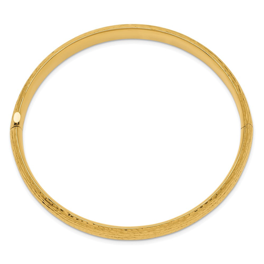 14k 5/16 Diamond-cut Fancy Hinged Bangle Bracelet