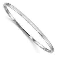 Thumbnail for 14k White Gold 3mm Polished Square Tube Slip-on Bangle