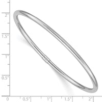 Thumbnail for 14k White Gold 3mm Polished Round Tube Slip-on Bangle