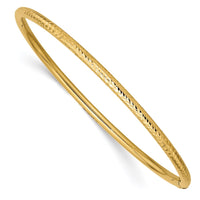 Thumbnail for 14k 3mm Diamond-cut Tube Slip-on Bangle