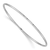 Thumbnail for 14k White Gold 2mm Diamond-cut Slip-on Bangle