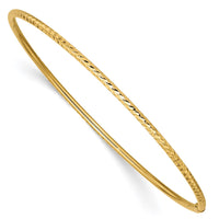 Thumbnail for 14k 2mm Diamond-cut Tube Slip-on Bangle