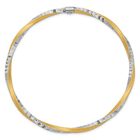 Thumbnail for 14k and White Rhodium 3mm Satin Diamond-cut Twist Slip-on Bangle