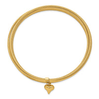 Thumbnail for 14K w/ Dangle Heart Slip-on Set of 7 Textured Bangles