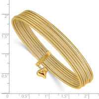 Thumbnail for 14K w/ Dangle Heart Oversized Slip-on Set of 7 Textured Bangles