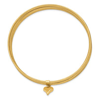 Thumbnail for 14K Oversized w/ Dangle Heart Set of 7 Slip-on Textured Bangles