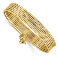 Thumbnail for 14K w/ Dangle Heart Set of 7 Slip-on Textured Bangles