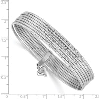 Thumbnail for 14K WG Oversized w/ Dangle Heart Textured Set of 7 Slip-on Bangles