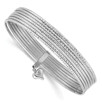 Thumbnail for 14K WG Oversized w/ Dangle Heart Textured Set of 7 Slip-on Bangles