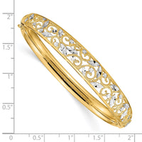Thumbnail for 14K w/White Rhodium Diamond-cut Graduated Hinged Bangle Bracelet