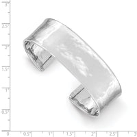 Thumbnail for 14k White Gold 19mm Hammered Polished Cuff Bangle
