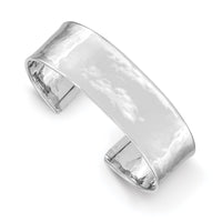 Thumbnail for 14k White Gold 19mm Hammered Polished Cuff Bangle