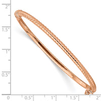 Thumbnail for 14K Rose Gold Polished Textured Hinged Bangle Bracelet