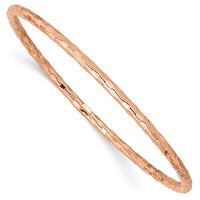 Thumbnail for 14K Rose Gold Polished Textured Slip-on Bangle Bracelet