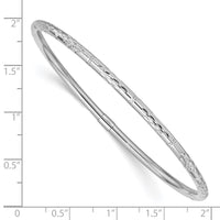 Thumbnail for 14k White Gold Polished Diamond-cut Slip-on Bangle