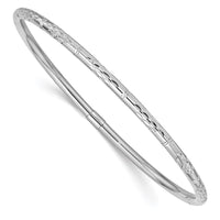 Thumbnail for 14k White Gold Polished Diamond-cut Slip-on Bangle
