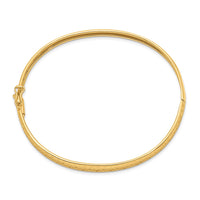 Thumbnail for 14k Polished and Textured Graduated Flexible Hinged Bangle