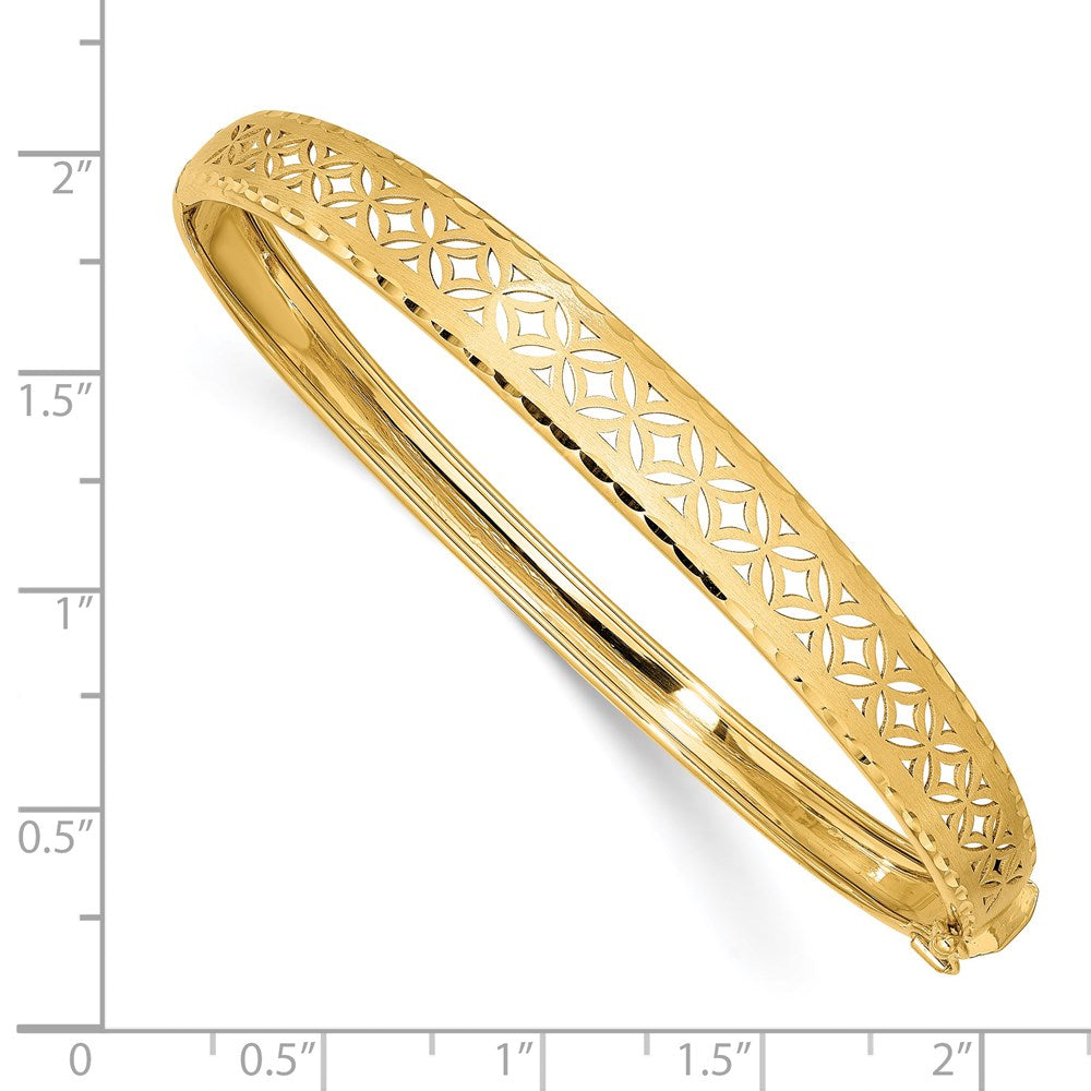 14k Polished and Textured Graduated Flexible Hinged Bangle