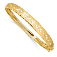 Thumbnail for 14k Polished and Textured Graduated Flexible Hinged Bangle