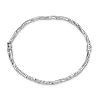 Thumbnail for 14k White Gold Polished Twisted Hinged Bangle Bracelet