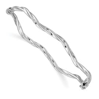 Thumbnail for 14k White Gold Polished Twisted Hinged Bangle Bracelet