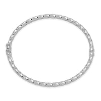 Thumbnail for 14k WG Polished Textured Hinged Bangle Bracelet