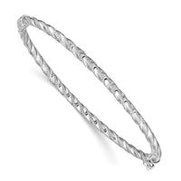 Thumbnail for 14k WG Polished Textured Hinged Bangle Bracelet